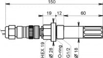 Compressed air RH+T+Tdp sensor with 4-20mA output, cable 4 meters