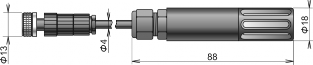 Digital temperature/humidity probe, cable 5 m