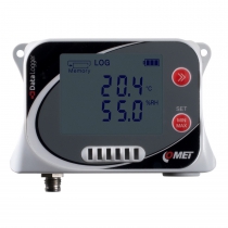 Temperature and humidity data logger with connector for another temperature probe