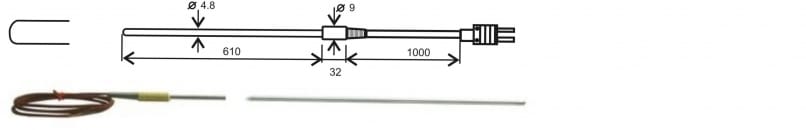 GT1150 thermocouple "K" insertion probe