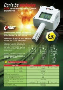 Intrinsically safe humidity and temperature transmitter with cable probe, output 4-20mA